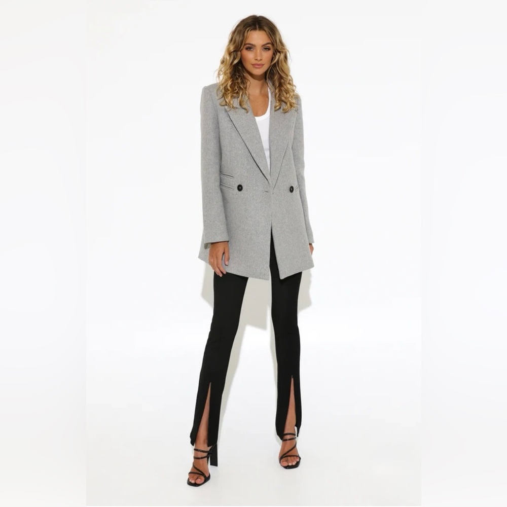 Madison the Label Brittney Jacket Grey Double Breasted Longline M